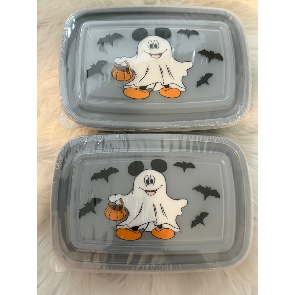 Disney Mickey Mouse Ghost Halloween 4 Piece Meal Prep Containers Set 33.8oz